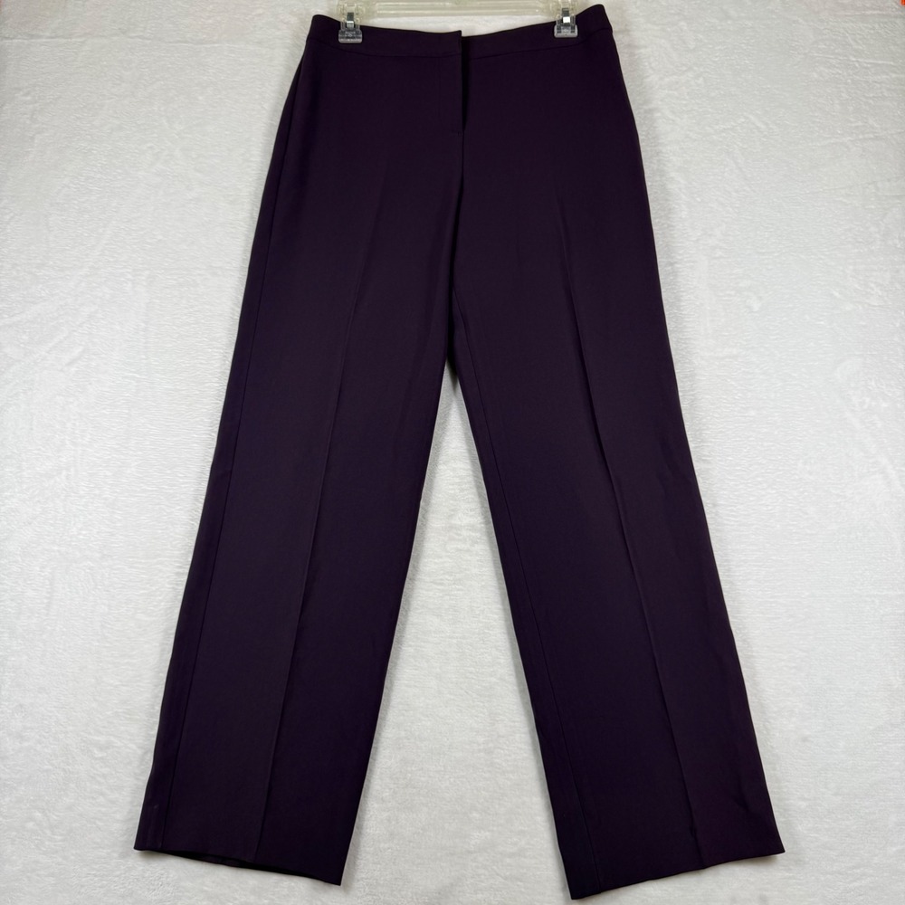 St. John Womens 4 Straight Leg Dress Pants Dark Purple Plum Flat Front USA Made
